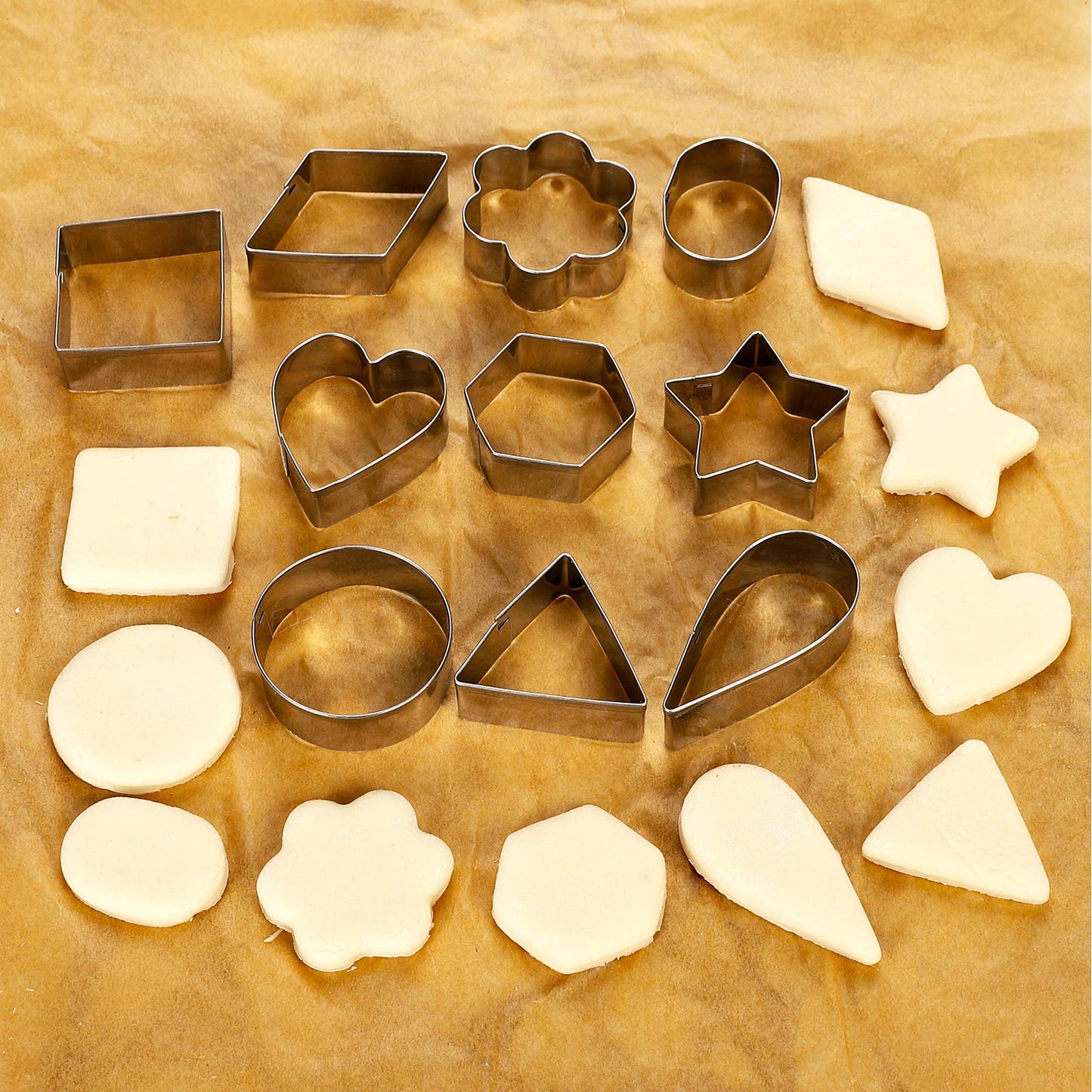 Mini Cookie Cutter Set - 30 Stainless Steel Shapes: Star, Flower, Heart, Geometric - For Pastry Dough, Pie Crust & Fondant