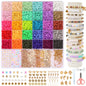 8200pcs Clay Beads Bracelet Making Kit, 30 Colors Flat Preppy for Friendship Bracelets, Polymer Heishi Beads with Charms for Jewelry Making, Holiday Crafts Gift for Teen Girls Adults