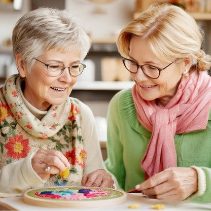 5 Pack Beginner Embroidery Kit for Adults, Easy to Learn Floral Embroidery Patterns from Video & Instruction, Needlepoint Kits for Adults Include Embroidery Hoop, Colorful Threads, Tools