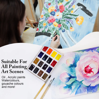 32 Pieces Paint Brush Set, Artist Series, Nylon Bristles with Round, Filbert, Flat, Fan, Angle, Detail Brush, Suitable for Artists and Beginners for Acrylic Painting, Oil, Watercolor, Gouache