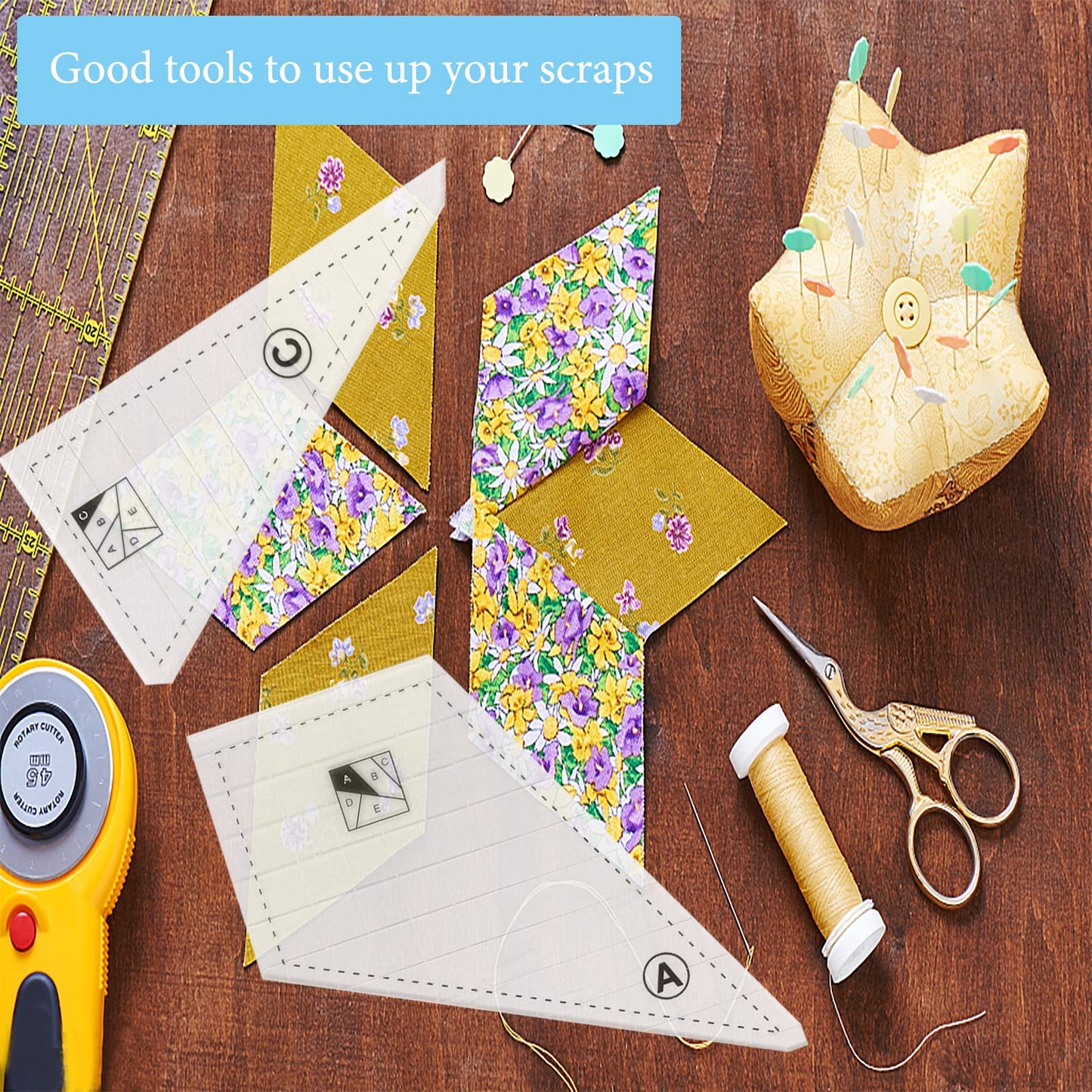 Quilting Rulers and Templates, 5Pcs Creative Quilting Cutting Template Quilt Templates Acrylic for Cutting Patterns, Quilt Ruler Set Quilting Supplies for Sewing Machine Cutting Mats, Arts and Crafts