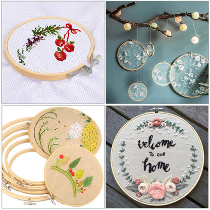 12 Pieces 3 inch Embroidery Hoops,Round Bamboo Adjustable Circle Frame Cross Stitch Hoops for Christmas Ornament,Embroidery,Decoration,Art Craft and DIY Project