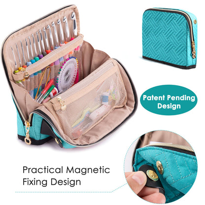 Empty Crochet Hook Case - Crochet Hook Organizer Case Stand Up (Upgraded) -Corchet Organizer - Crochet Hook Holder for Knitting & Crochet Supplies, Crochet Needles, Crochet Accessories