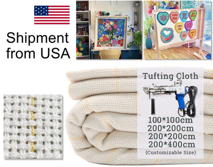 Primary Tufting Cloth with Marked Lines, Large Size Needlework Fabric, Monk's Cloth for Tufting Gun, Rug-Punch, Punch Needle, 45''x45''