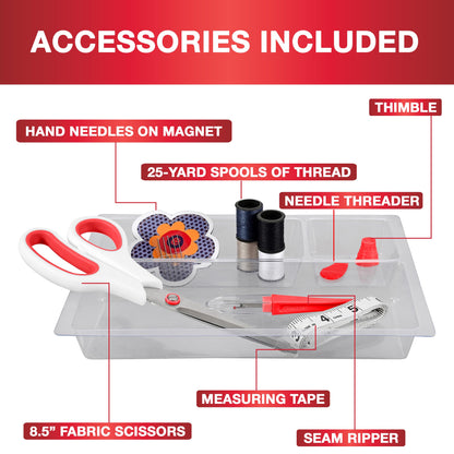 Sewing Basket with Sewing Kit, Needles, Thread, Scissors, and Notions- Purple