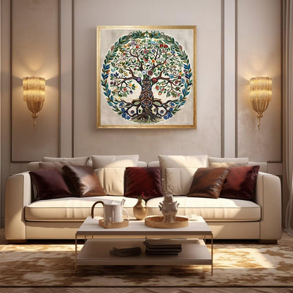 Tree of Life 11ct Cross Stitch Kits, 11 CT Funny Pre Printed Counted Stamped Cross Stitch Embroidery Needlepoint Needlework Patterns Kits for Beginners Adults Crossstitch 40x40 cm