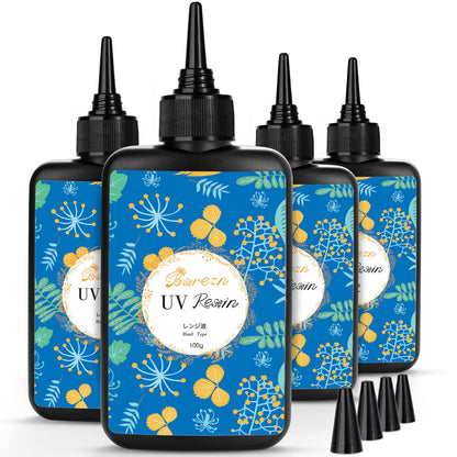 400g UV Resin Hard, Crystal Clear Premixed Resin for Jewelry Making and Crafting (100g x 4)