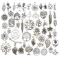 100pcs Mix Silver Tree Flower Charms Collection, Bulk Mini Small Little Charms Metal Pendant Craft Supplies Findings for Necklace and Bracelet Jewelry Making (HM291)