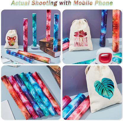 Glow in Dark HTV Heat Transfer Vinyl - 12x10 inch 6 Sheets Luminous Galaxy Iron on Vinyl Galaxy HTV Vinyl for T-Shirts DIY Compatible with Cricut or Silhouette Cameo