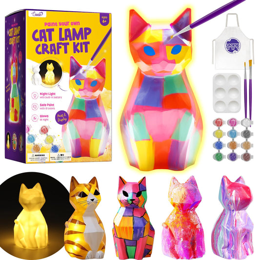 Paint Your Own Cat Lamp Kit, Art Supplies Arts & Crafts Kits, Painting kit for Kids 6-12, Arts and Crafts for Kids Ages 8-12, Toys Girls Boy Birthday Easter Gift Ages 3 4 5 6 7 8 9 10 11 12+