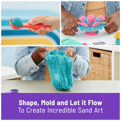 Ultimate Sandisfying Set with 2lbs Play Sand (Pink, Yellow & Teal), 10 Tools & Molds, Sensory Toys for Kids Ages 7 and up