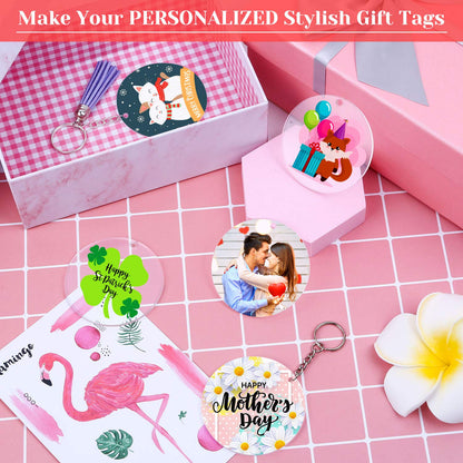 Acrylic Keychain Blanks for Vinyl, Ornament Acrylic Blanks Keychain Bulk Clear Acrylic Round with Hole for Engraving DIY Projects, Art Crafts (2.5 Inch, 30 Pcs)