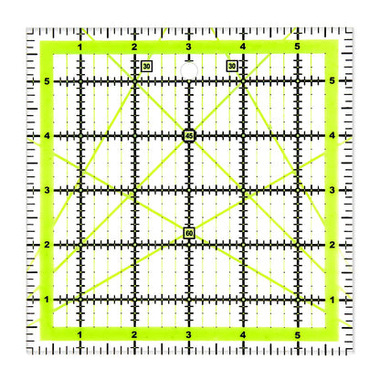 Quilting Ruler (6"X6") 1 Pack, Square Quilting Rulers Fabric Cutting Ruler Acrylic Quilters Rulers Clear Mark for Easy Precision Cutting and Crafts Quilting and Sewing