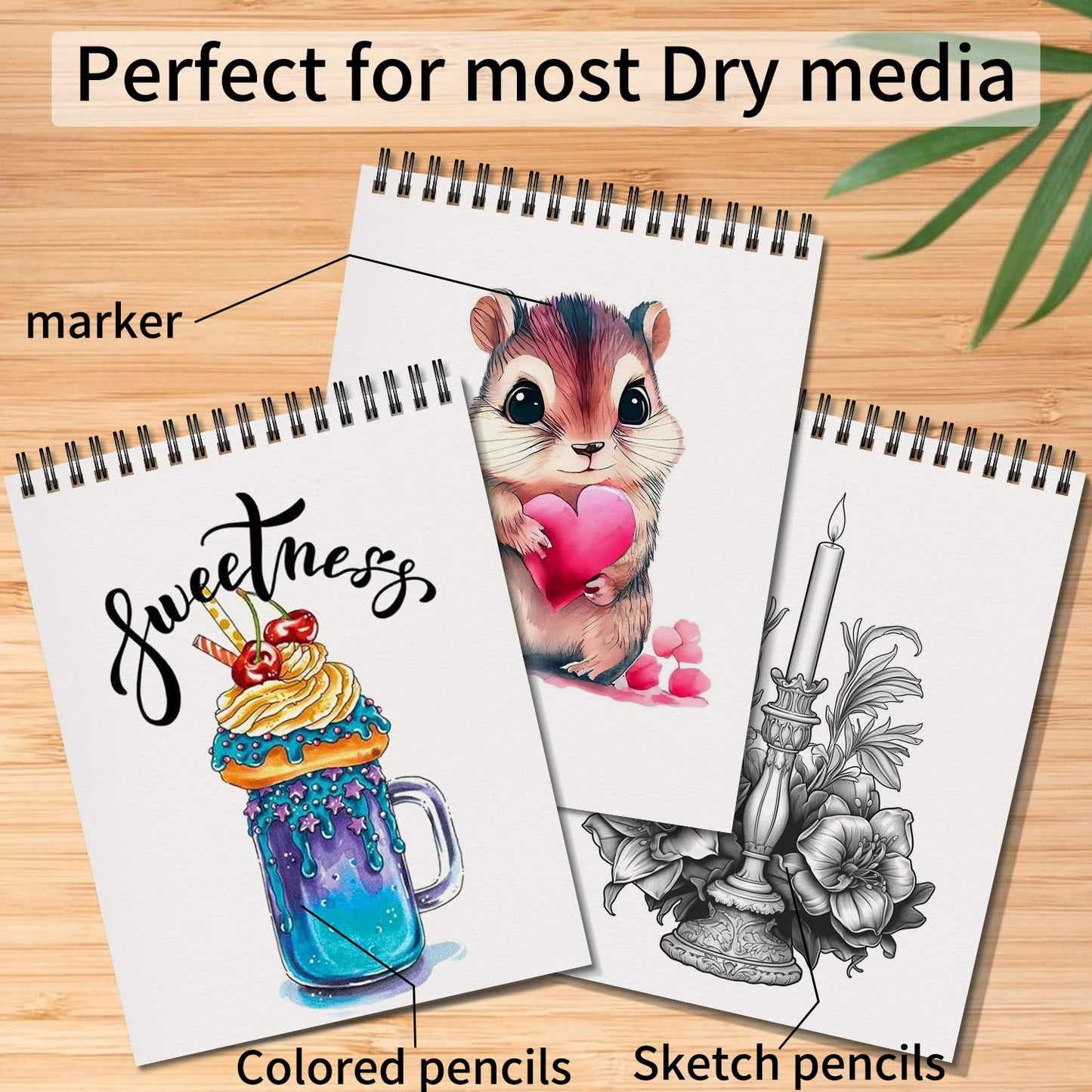 5 Pack Sketch Book 8.5" x 11" Set, Top Spiral Bound Sketch Pad 150 Sheet Total (68lb/100gsm), Drawing Paper Pad, Sketch Book for Kids, Artist, Adult Art Supplies