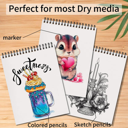 5 Pack Sketch Book 8.5" x 11" Set, Top Spiral Bound Sketch Pad 150 Sheet Total (68lb/100gsm), Drawing Paper Pad, Sketch Book for Kids, Artist, Adult Art Supplies