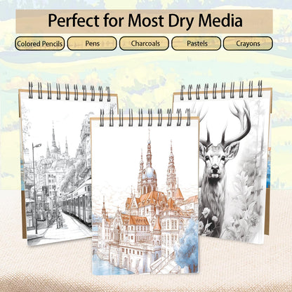 Crehatos 5.5" x 8.5" Sketch Book, Top Spiral Bound Sketch Pad, 100 Sheets Each 68lb/100gsm Drawing Paper, 2 Pack