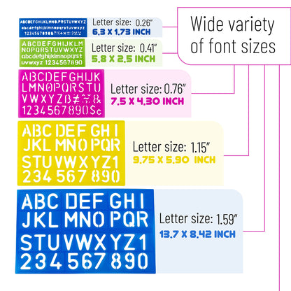 Letters and Numbers Alphabet Templates, Letter Stencils, Pack of 5