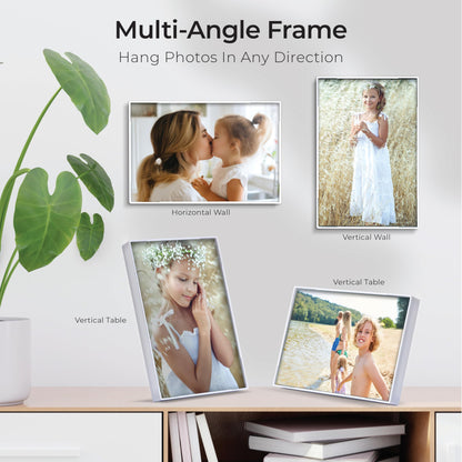 Front Loading White 4x6 Picture Frame - 4 x 6 Frame For Tabletop or Wall Decor - 4 by 6 White Picture Frames- 6 PACK