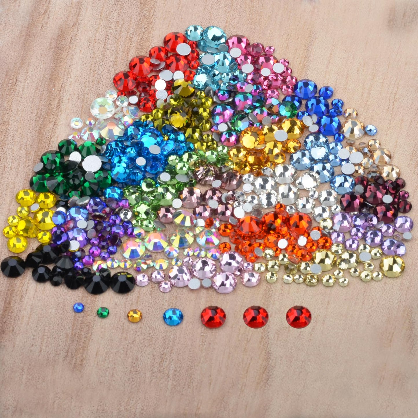 Beads 7000 Pieces Rhinestones 5 Sizes Round Crystal Glass Flat Back Rhinestones with 1Tweezers and 1Picking Pen for Nail Art Crafts Clothes Bags DIY (24 Colors Mixed 5 Sizes)
