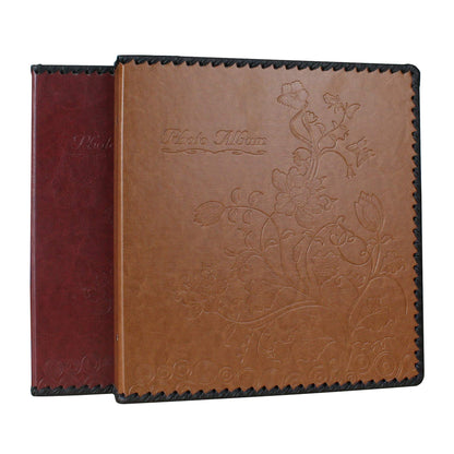Photo Album Book, Family Album Self Adhesive Scrapbook, Leather Cover, Holds 3x5, 4x6, 5x7, 6x8, 8x10 Photos (Brown)