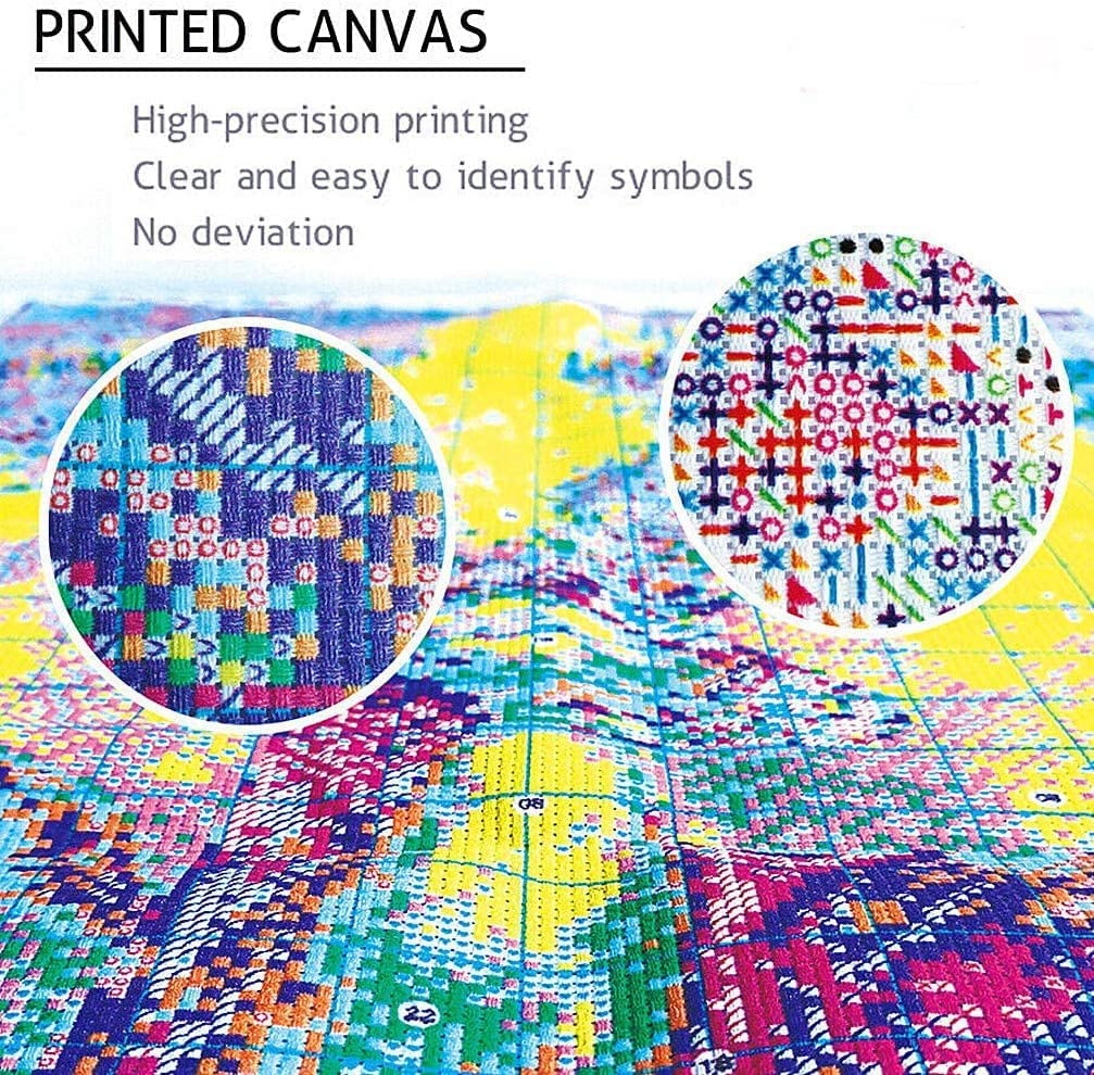 Starry Night Stamped Cross Stitch Kits - Needlepoint Counted Cross Stitch Kits for Beginner Adult Crossstitching Printed Dimensions Scenery Patterns Stitch Embroidery Kits Arts and Crafts