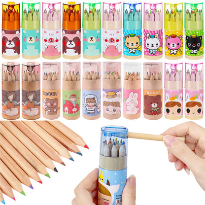 20 Packs Mini Colored Pencils with Sharpener in Tube Portable Drawing Art Cartoon Pencils for 3 Years Old and Up Kids Adults Writing Sketching Painting,12 Colors in Tube