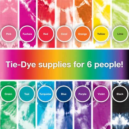 One-Step Tie-Dye Kit Party Supplies, 18 Bottles Tie Dye, Rainbow, 1 Count (Pack of 1)