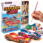 Build & Paint Your Own Wooden Cars by Horizon Group USA, DIY Wood Craft Kit, Easy to Assemble & Paint 3 Race Cars, Multicolored