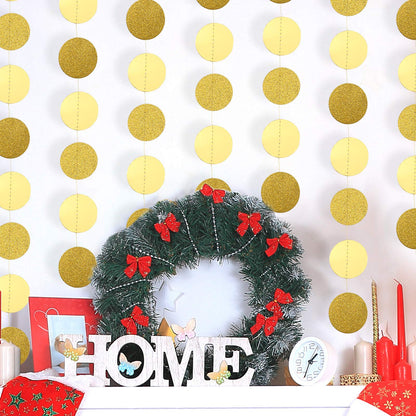 10 Pcs 131 ft Circle Dot Garlands Party Decorations Glitter Hanging Streamers Decor Banner Backdrop for Birthday Wedding Graduation Baby Shower Engagement Party(Gold)