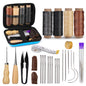 Leather Sewing Kit, Leather Stitching Kit with Sewing Awl, Needles, Waxed Thread, Upholstery Repair Kit, Heavy Duty Sewing Tools for Hand Stitching Car Seats, Sofa, Carpets, Shoes, DIY Craft
