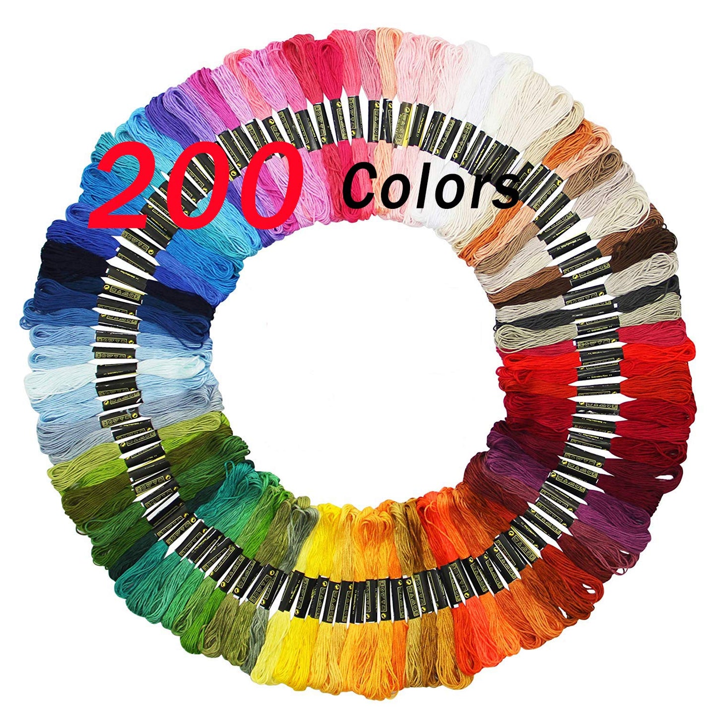 Embroidery Floss Friendship Bracelet String Cross Stitch Threads with DMC Color Numbers, 6 Strands 8.75 Yard (200 skeins)