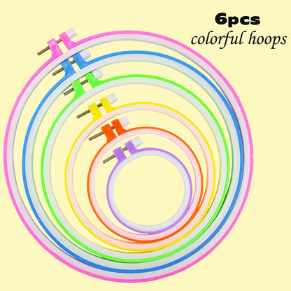 Embroidery Kit 141 Pcs,100 Colors Threads,6 Pcs Embroidery Hoops,2 Pcs Aida Cloth,9 Sewing Pins,Cross Stitch Tools and Embroidery Starter Kit for Adults and Kids Beginners