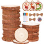 Natural Wood Slices 30Pcs 2.4-2.8'' Craft Wood Kit Christmas Ornaments Unfinished Predrilled with Hole Wooden Circles for Arts and Crafts Christmas Holiday Ornaments DIY Crafts