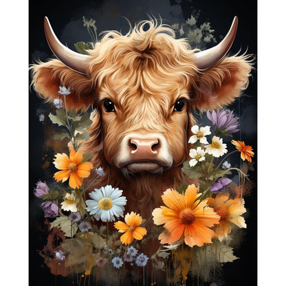 5D Diamond Art Kits for Adults Highland Cow Diamond Painting Round Drill Art Craft Kits for Home Wall Decor Gifts 16x20inch