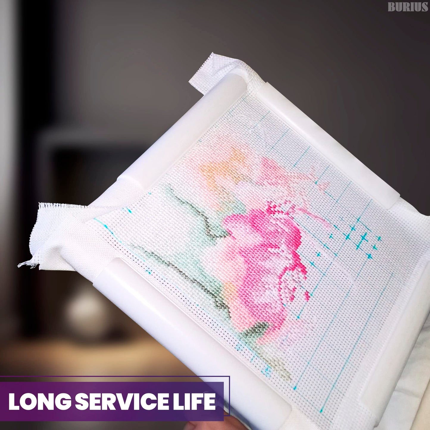 11 Inch Plastic Embroidery Hoop - Snap Needlework Frame White Plastic Sewing Hoops Hand Embroidery Hoops - Snap Needlework Frame Cross Stitch Frame Square Embroidery Hoop for Cross Stitching, Quilting