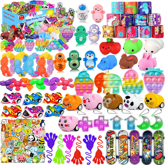 117 PCS Party Favors for Kids 4-8 8-12, Pop Fidget Toys, Treasure Box for Classroom, Pinata Filler, Goodie Bag Stuffers, Prize Box, Treasure Chest, Classroom Prizes