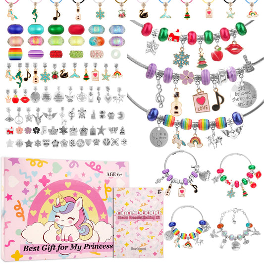 Charm Bracelet Making Kit, Jewelry Making Kit Trendy Stuff for Kids Ages 6-12, Unicorn Toy Cute Stuff for Teen Girls Gifts Birthday Gift, Crafts for Girls 6 7 8 9 10 11 12 Year Old