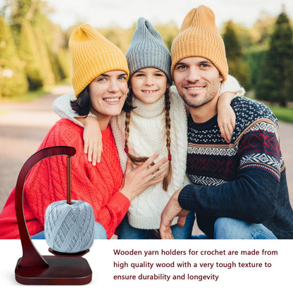 Yarn Holder for Crocheting and Knitting, Wooden Yarn Spinner with Magnetic Rotating Mechanism and Anti-Slip Pads, Crochet Gift for Knitting Lovers