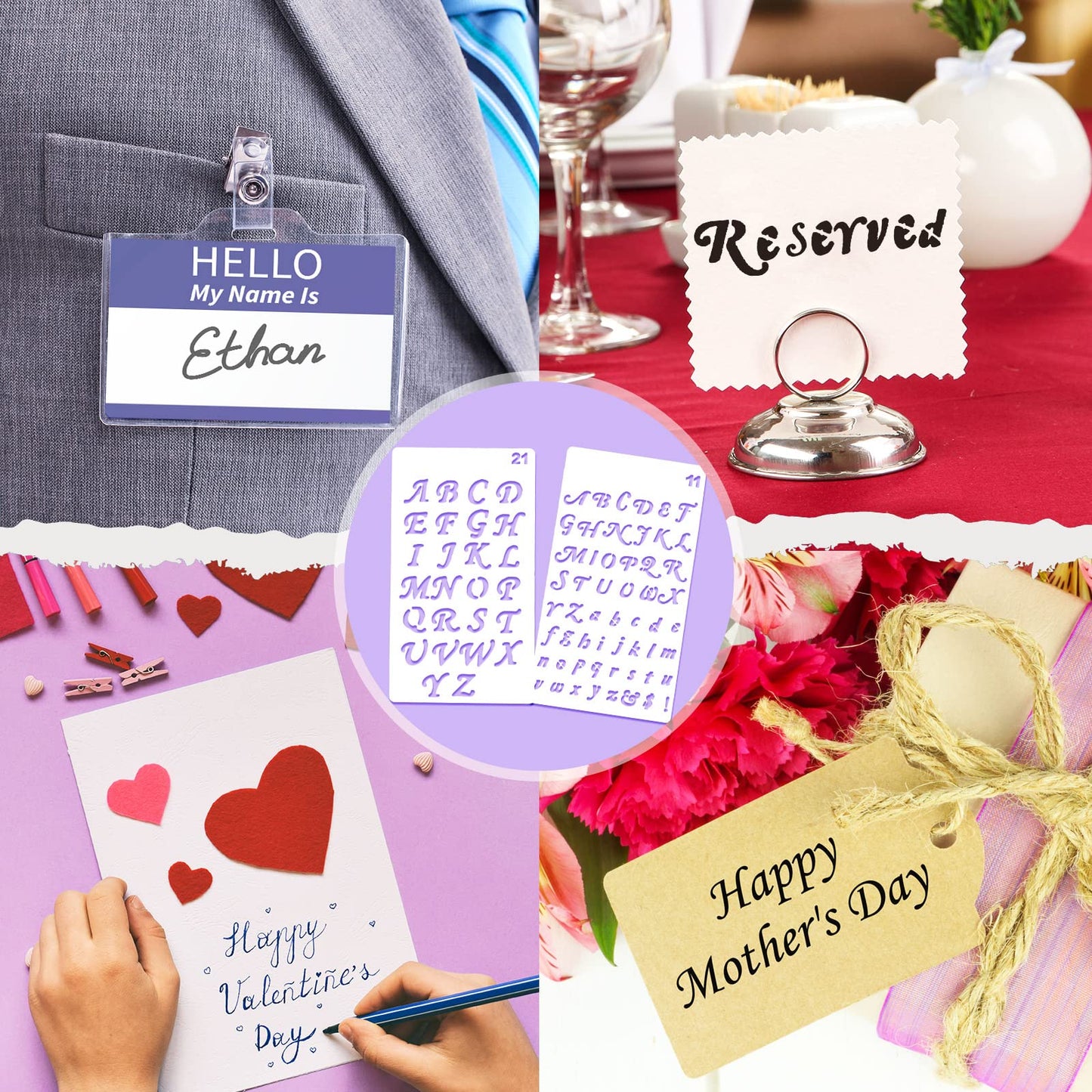 30 Pieces Letter Stencils for Painting 4 x 7 Inch Alphabet Reusable Plastic Numbers Font Templates for Journal Notebook, Diary, Scrapbook Decor Supplies