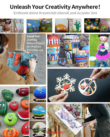 Acrylic Paint Set, 24 x 60 ml with 12 Brushes; Christmas Acrylic Paint, Waterproof; For Artwork & DIY Projects on Canvas, Wood, Glass, Clay, Fabric, Ceramic, Paper, Canvas