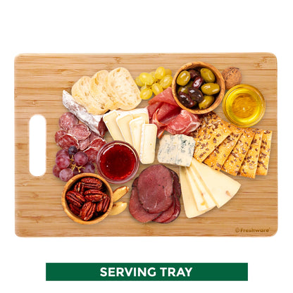 Cutting Boards for Kitchen [Set of 3] Wood Cutting Board for Chopping Meat, Vegetables, Fruits, Cheese, Knife Friendly Serving Tray with Handles