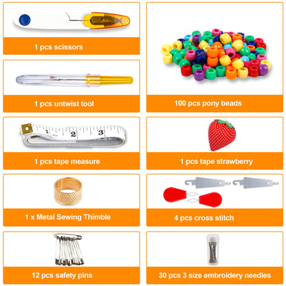 Embroidery Floss Kit, 364 Pack Embroidery Cross Stitch Kit with 200 Colors Friendship Bracelets Floss and Cross Stitch Tools for Embroidery and Friendship Bracelet String Make