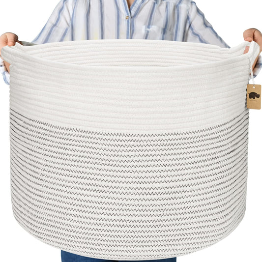 Baskets XXXL Large Cotton Rope 22"x22"x14" Storage Woven Blanket Living Room Toy Basket for Organizing, Baby Gift, Kids Organizer