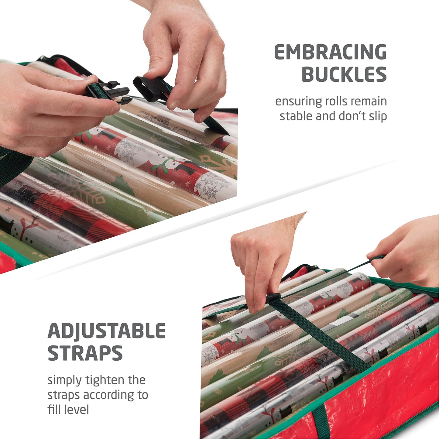 Polythene Storage Bag for Gift Wrapping, Inner Pockets, Storage Box for Gift Paper and Holiday Accessories, 40 Inches Long - Tear Resistant Fabric