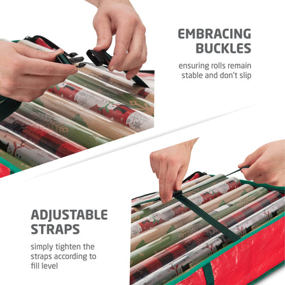 Polythene Storage Bag for Gift Wrapping, Inner Pockets, Storage Box for Gift Paper and Holiday Accessories, 40 Inches Long - Tear Resistant Fabric