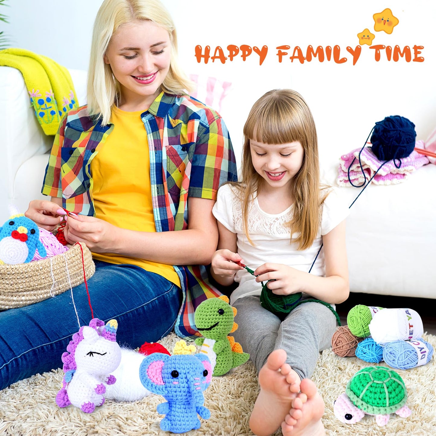 Knitting Kit for Beginners with 6 Pcs Crochet Animal Kit for Beginners in Step by Step Video Tutorials, Beginner Crochet Kit for Adults (Green)