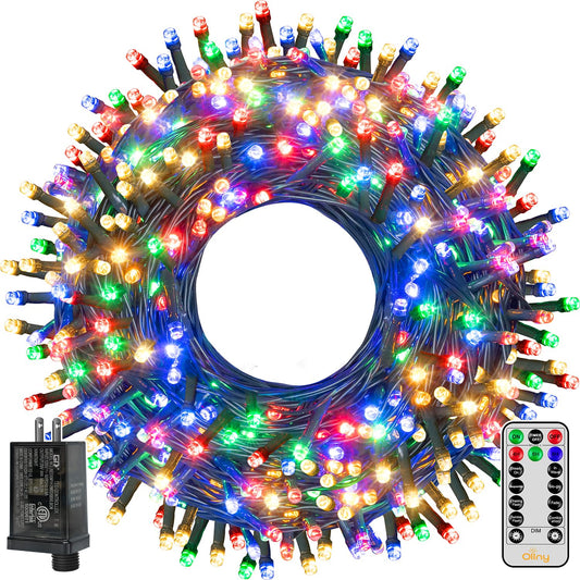 Christmas Lights 400LED 132FT, Plug-in Outside Tree Lights with Timer and 8 Modes, Remote Control Waterproof Dimmable Outdoor String Lights for House Yard Patio Xmas Decorations (Multicolored)