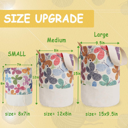 Yarn Bag, Knitting Crochet Bag, Portable Yarn Storage Bags Organizer for Crocheting Project, Store Skein Ball, Short Knitting Needle (Medium, Butterfly)