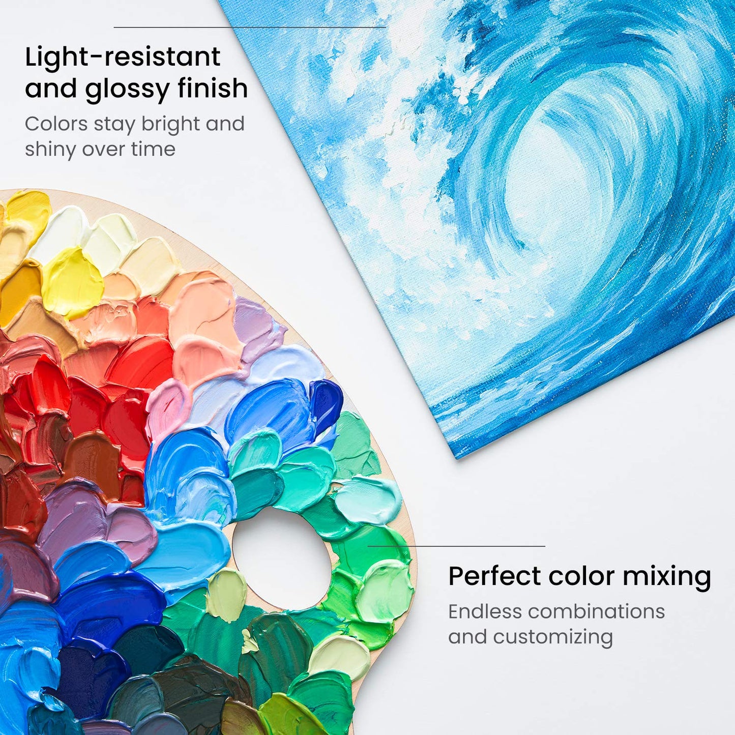 Acrylic Paint Set of 24 Tubes (0.74 oz, 22 ml) Non Toxic Acrylic Artist Paints, Heavy Body Acrylic Paint Art Supplies for Canvas Painting