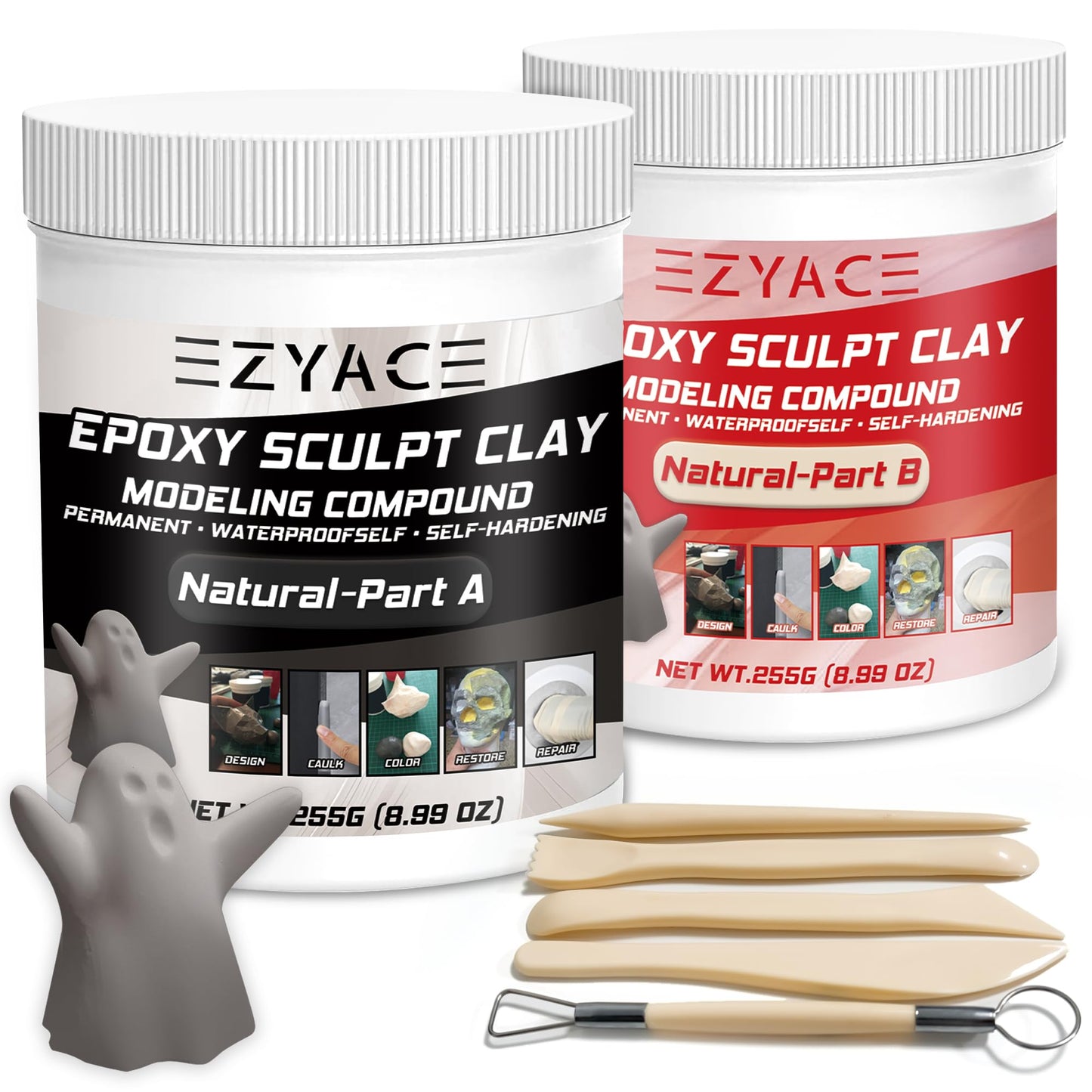 Epoxy Clay, Magic Epoxy Sculpt Clay, 2 Part Modeling Compound (A & B) of Magic Sculpt Epoxys Clays for Sculpting, Modeling, Building and Repairing, Epoxy Putty, Natural, 1 Pound